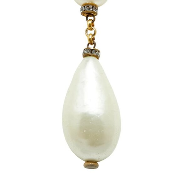 CHANEL Teardrop Pearl Long Necklace 28" Gold Tone Auth - Picture 3 of 7